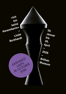 Key visual for the Linde Burkhardt exhibition, featuring a piece from her Tempietti (Little Temples) series