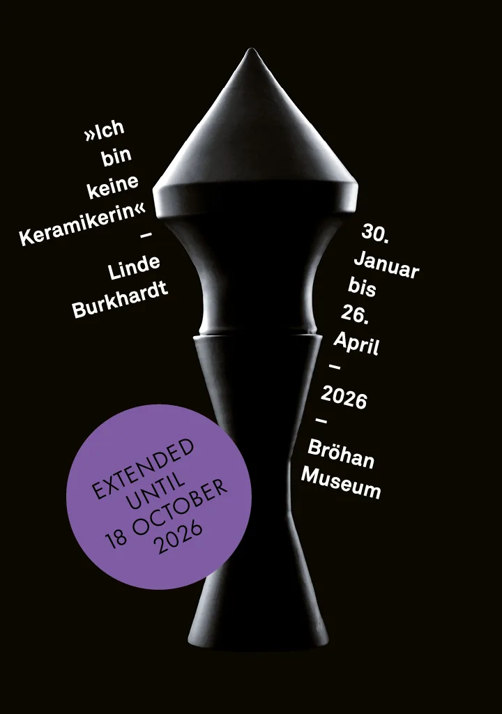 Key visual for the Linde Burkhardt exhibition, featuring a piece from her Tempietti (Little Temples) series