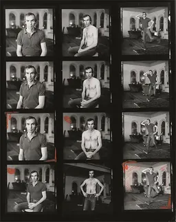 Peter Hujar self-portrait contact sheet from Hujar: Contact