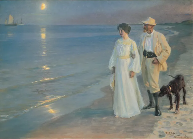 P.S. Krøyer, Καλοκαιρινό βράδυ στην παραλία του Skagen. Ο ζωγράφος και η σύζυγός του, 1899