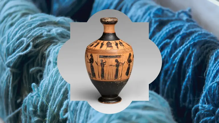 Gerro grec antic amb una escena de teixit, de l’exposició Threads