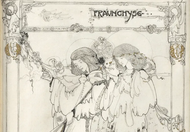 Jessie M. King, Fraunchyse (détail), vers 1907, illustration de deux femmes