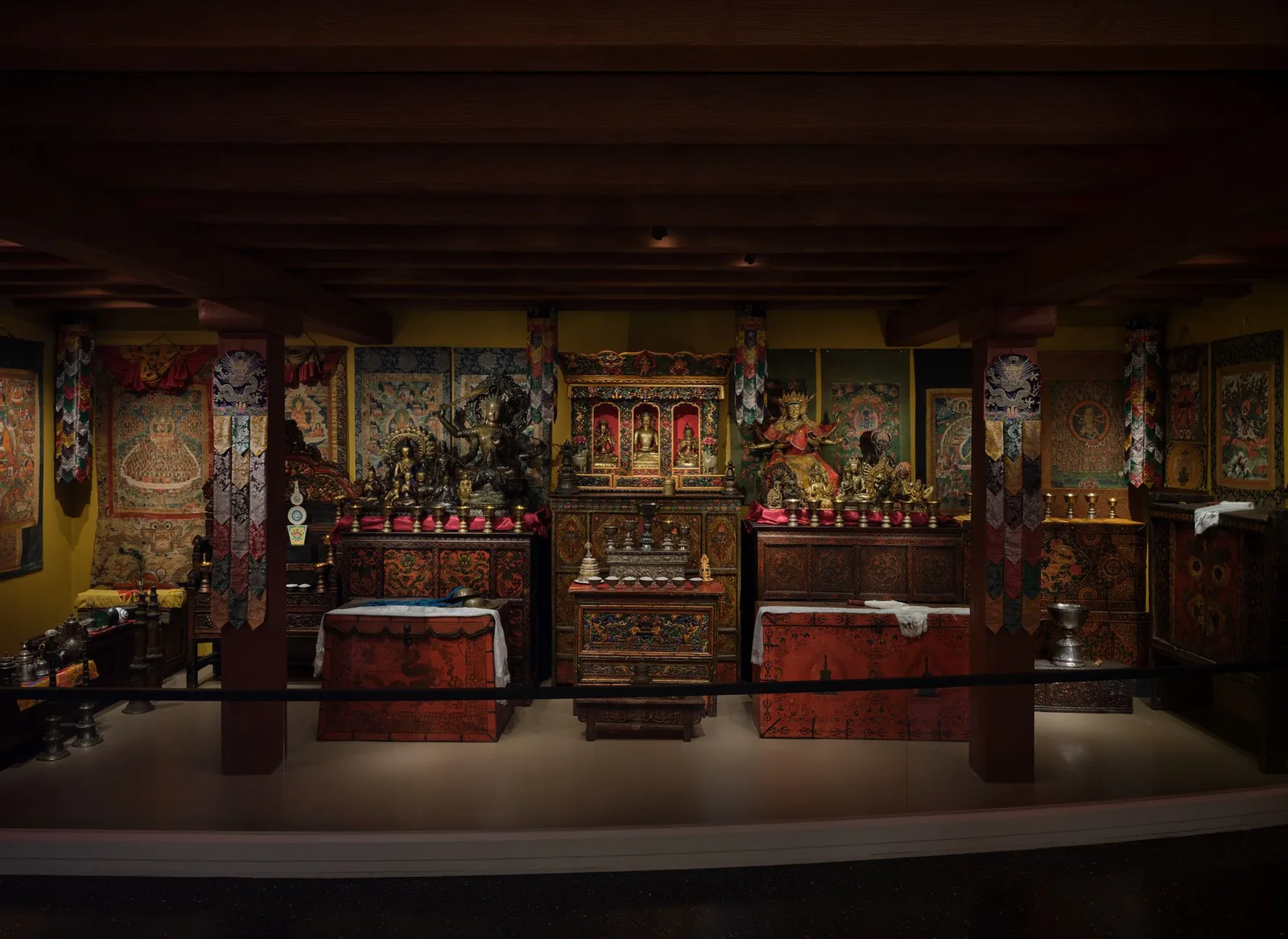 The Rubin Museum Tibetan Buddhist Shrine Room installed at the Brooklyn Museum