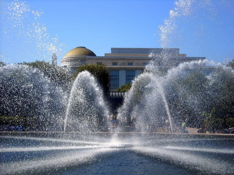 The central fountain of the National Gallery of Art Sculpture Garden, Washington, DC