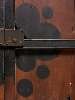 Painted entrance door detail by Josep M. Jujol, Church of Sagrat Cor de Vistabella