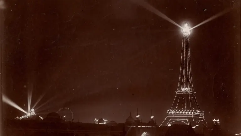 Louis-Gabriel Loppé, Vue de la tour Eiffel et de la Grande Roue, vers 1900, tirage gélatino-argentique