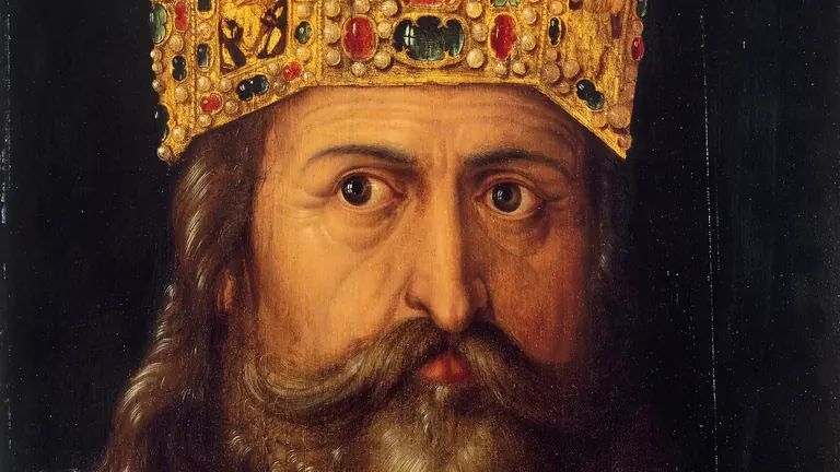 Albrecht Dürer, Ideal portrait of Charlemagne, Nuremberg 1514, oil on lime wood (detail)