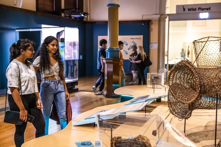 Ceremonial objects on display in the Garrigarrang: Sea Country gallery