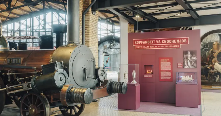 Historic locomotives in the Rail Transport exhibition