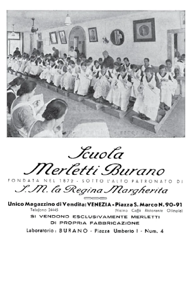 Affiche publicitaire des années 1930 pour la Burano Lace School