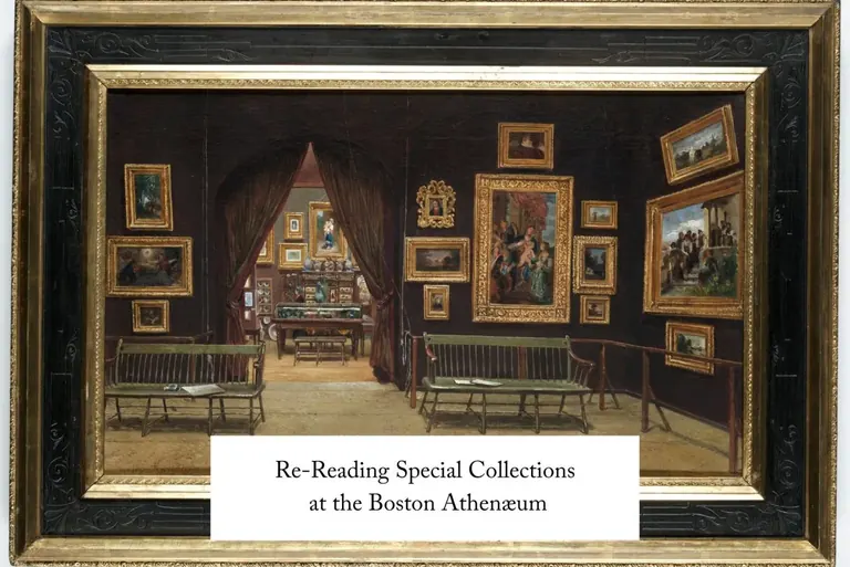 Works on paper and rare books from the Athenæum's Special Collections displayed in the Bayard Henry Long Room