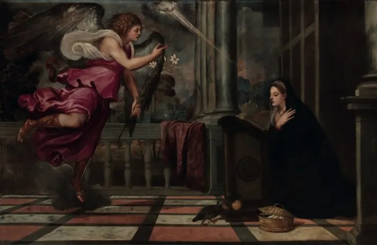 Titian، البشارة، زيت على قماش، نحو 1535