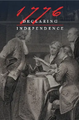 Key art for 1776: Declaring Independence, showing an engraving of the drafting committee presenting the Declaration of Independence