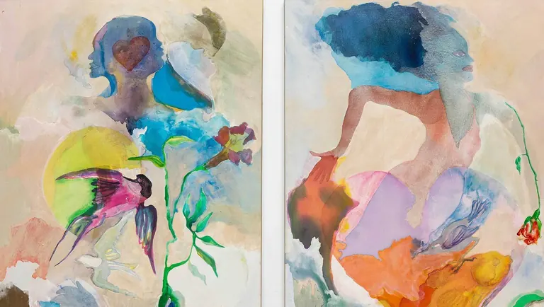 Suzanne Jackson, Wind and Water (detail), 1975, acrylic wash and graphite on gessoed canvas