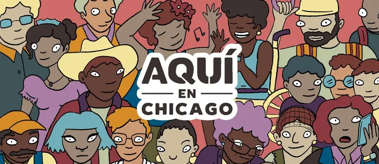 Bannière de l’exposition Aquí en Chicago au Chicago History Museum