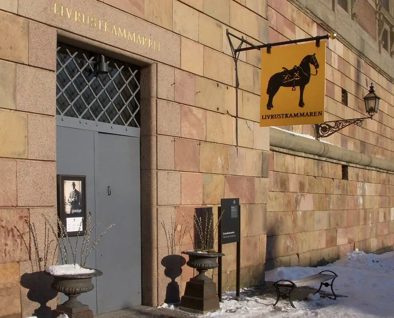 Entrée de la Royal Armoury (Livrustkammaren), sur Slottsbacken, au Palais royal de Stockholm