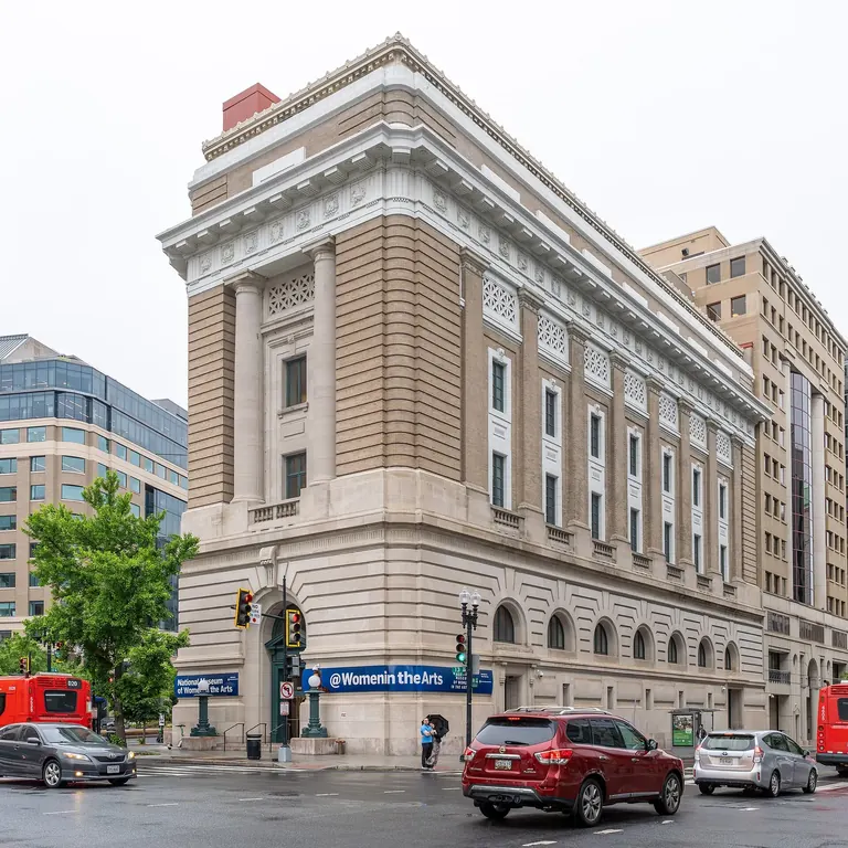 Exterior of the National Museum of Women in the Arts, a Renaissance Revival former Masonic Temple on the corner of New York Avenue and 13th Street NW in Washington, DC