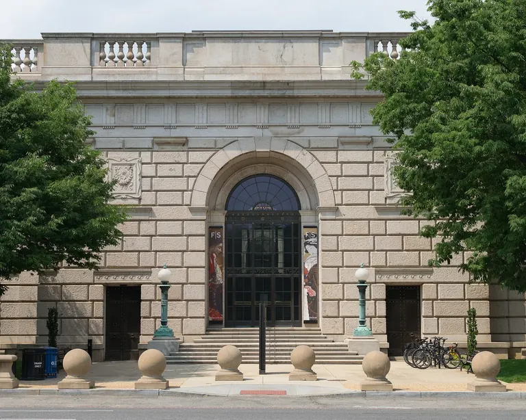 The granite south entrance of the Freer Gallery of Art, the Italian Renaissance-style west building of the Smithsonian's National Museum of Asian Art in Washington, DC