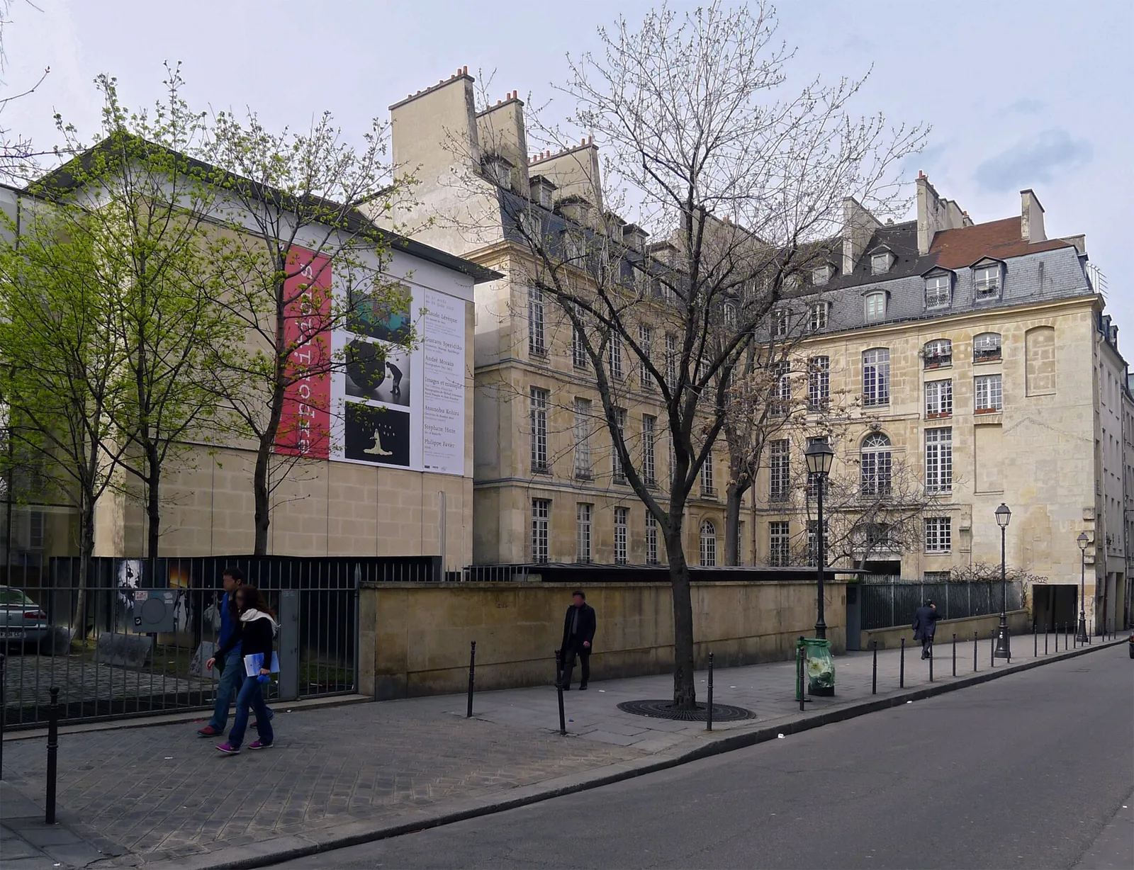 Entrance facade of the Maison Européenne de la Photographie on rue de Fourcy, Paris