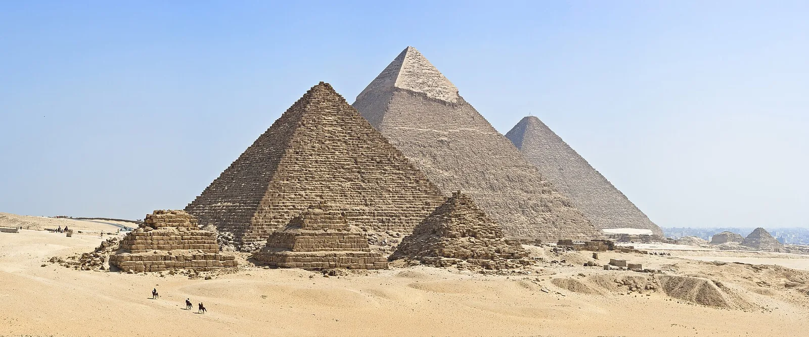 Panoramic view of the three main pyramids at Giza