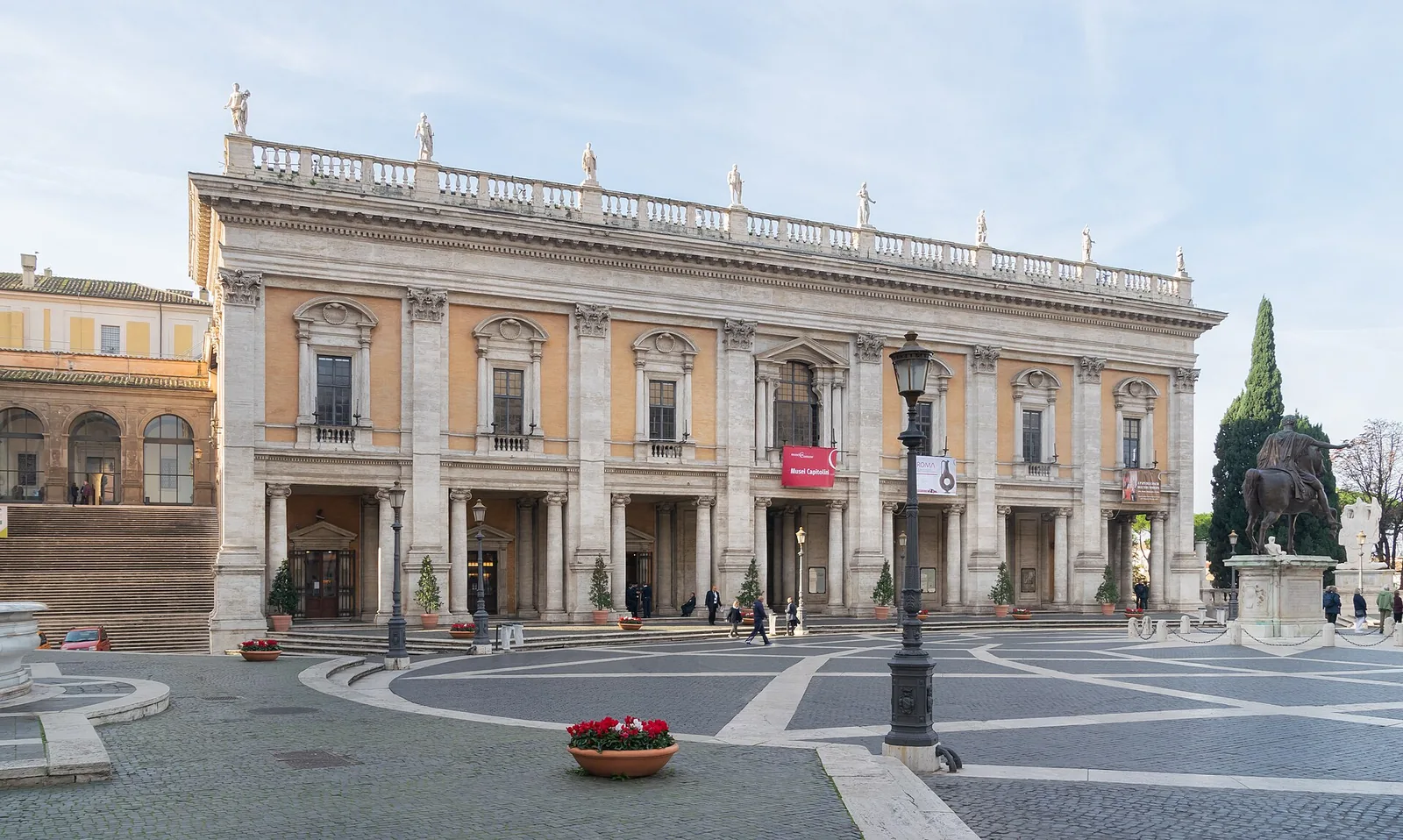 Facade of the Palazzo dei Conservatori, part of the Capitoline Museums, on Piazza del Campidoglio in Rome