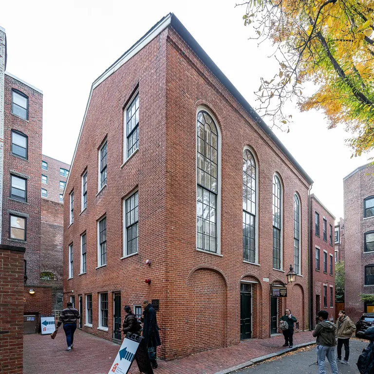 The brick facade of the 1806 African Meeting House on Smith Court, Beacon Hill, Boston