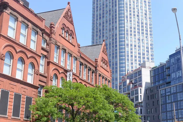 Exterior of MoMA PS1, the historic brick schoolhouse in Long Island City, Queens