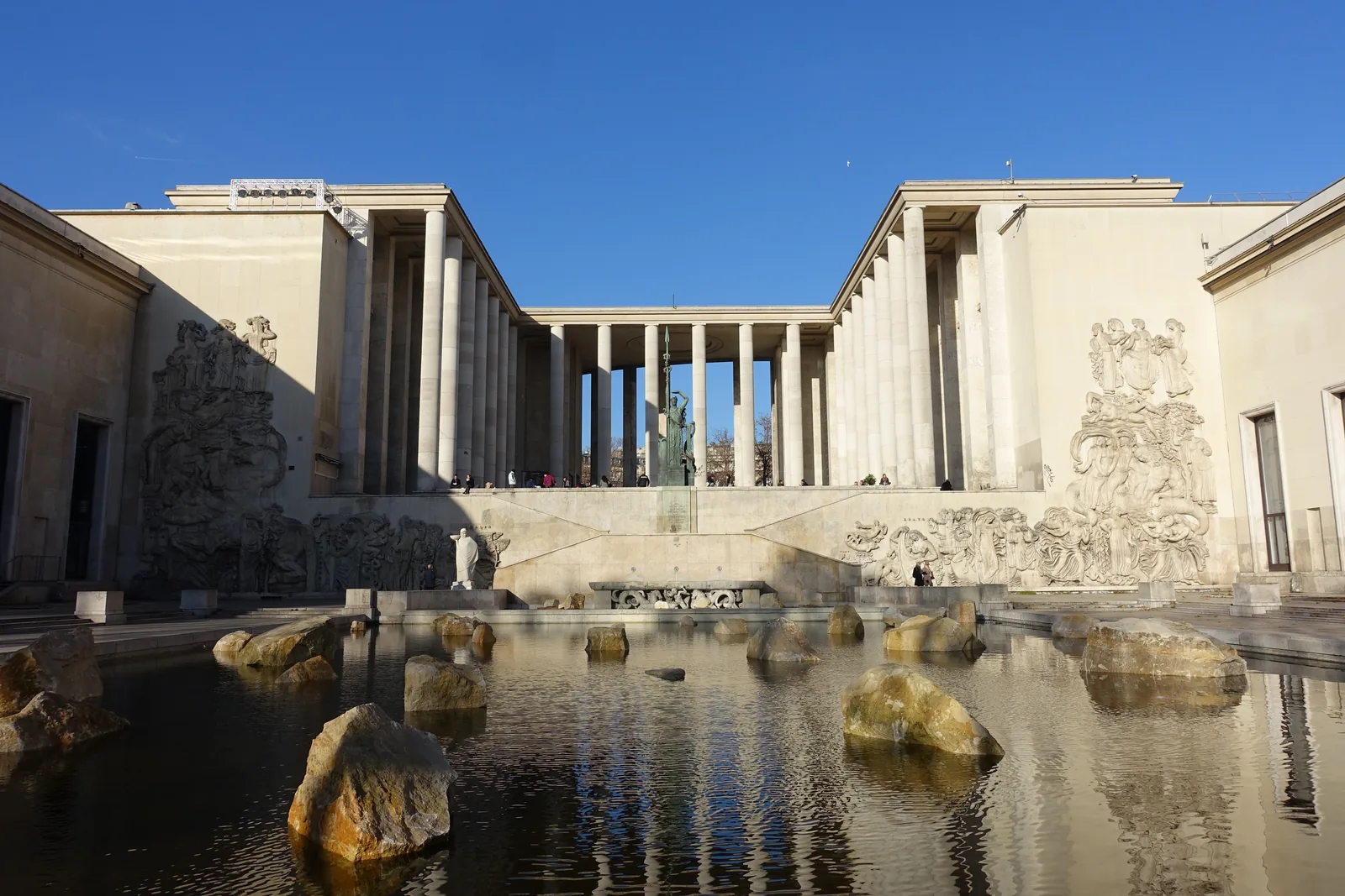 Art Deco facade and colonnade of the Palais de Tokyo in Paris