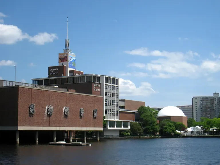 Exterior of the Museum of Science, Boston, seen from across the Charles River Dam