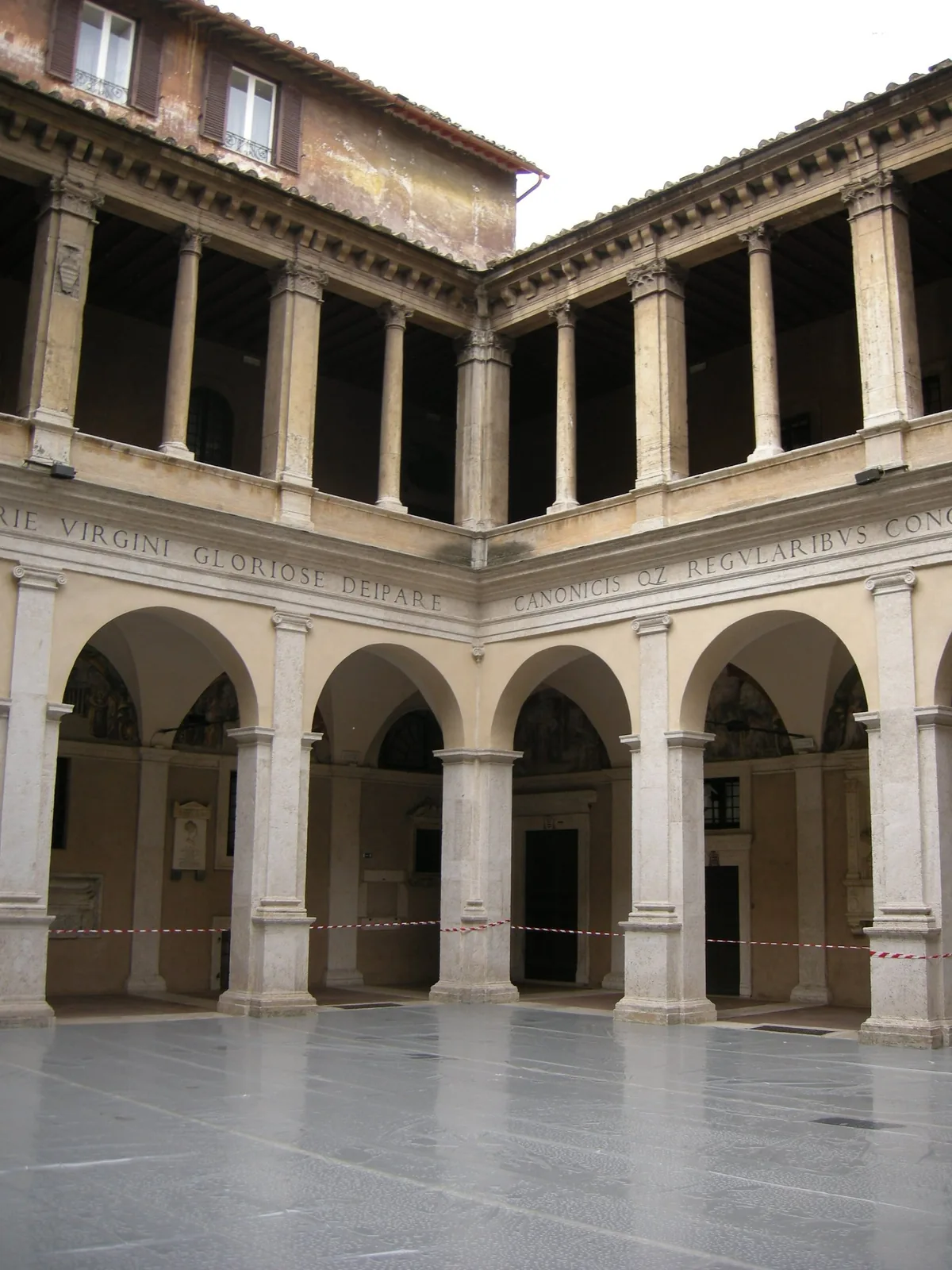 The two-storey Renaissance courtyard of the Chiostro del Bramante in Rome