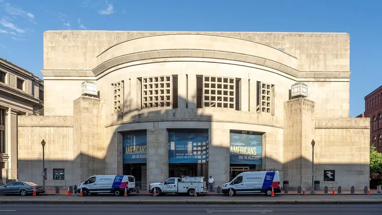Exterior of the United States Holocaust Memorial Museum in Washington, DC, seen from 14th Street SW