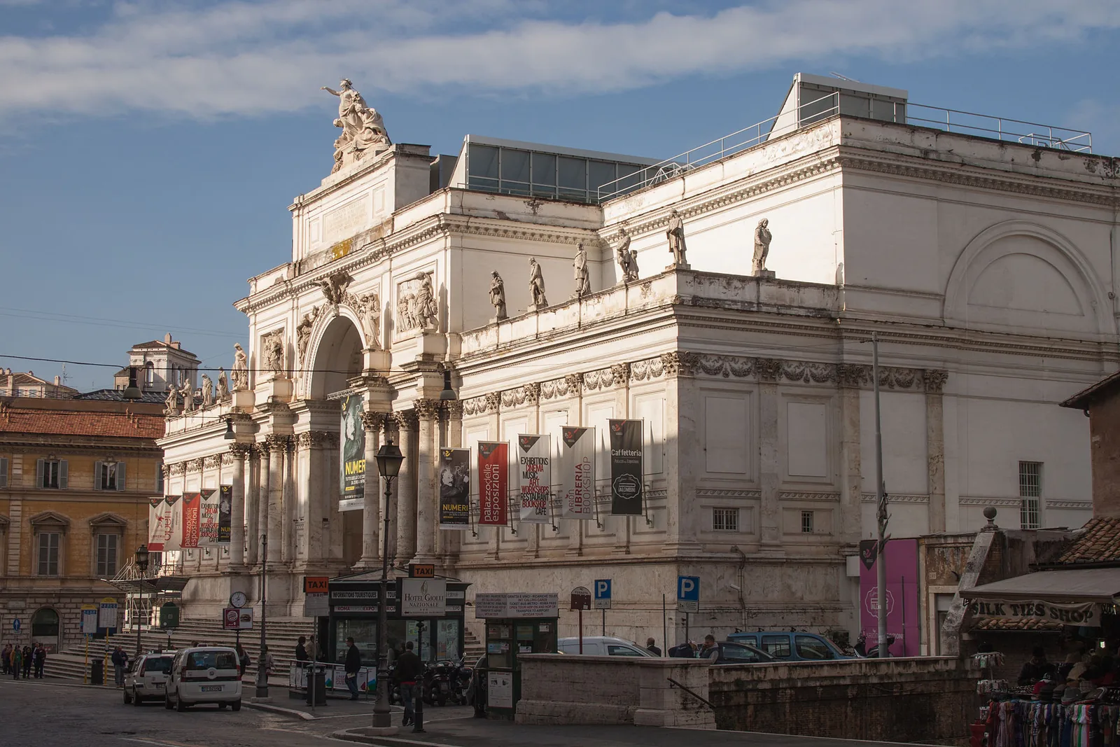 Neoclassical facade of the Palazzo delle Esposizioni on Via Nazionale, Rome