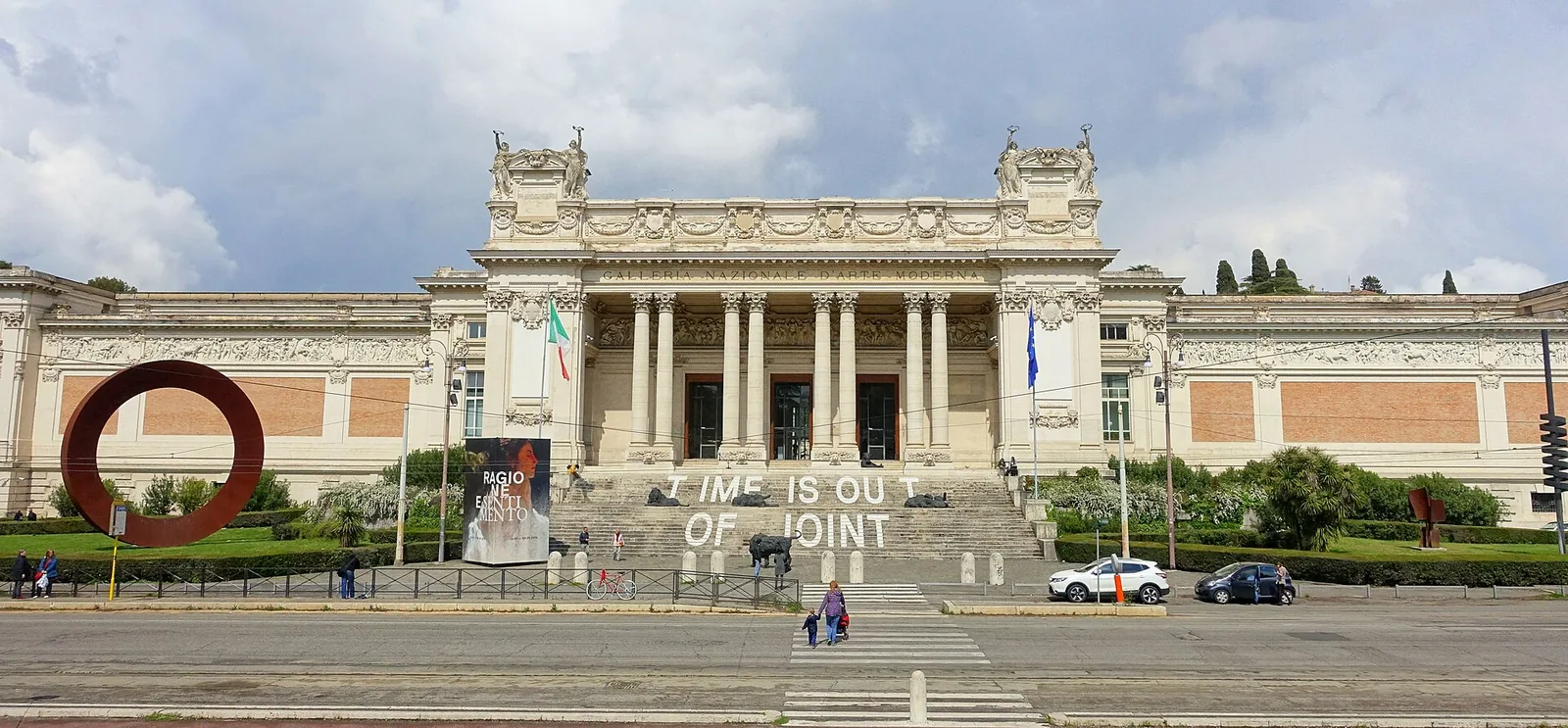 Neoclassical facade of the Palazzo delle Belle Arti, home of La Galleria Nazionale, Rome