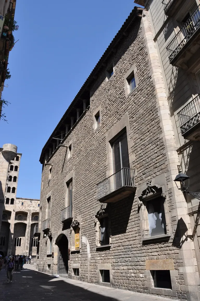 Exterior of the Gothic Casa Padellàs, entrance building of the Museu d'Història de Barcelona on Plaça del Rei