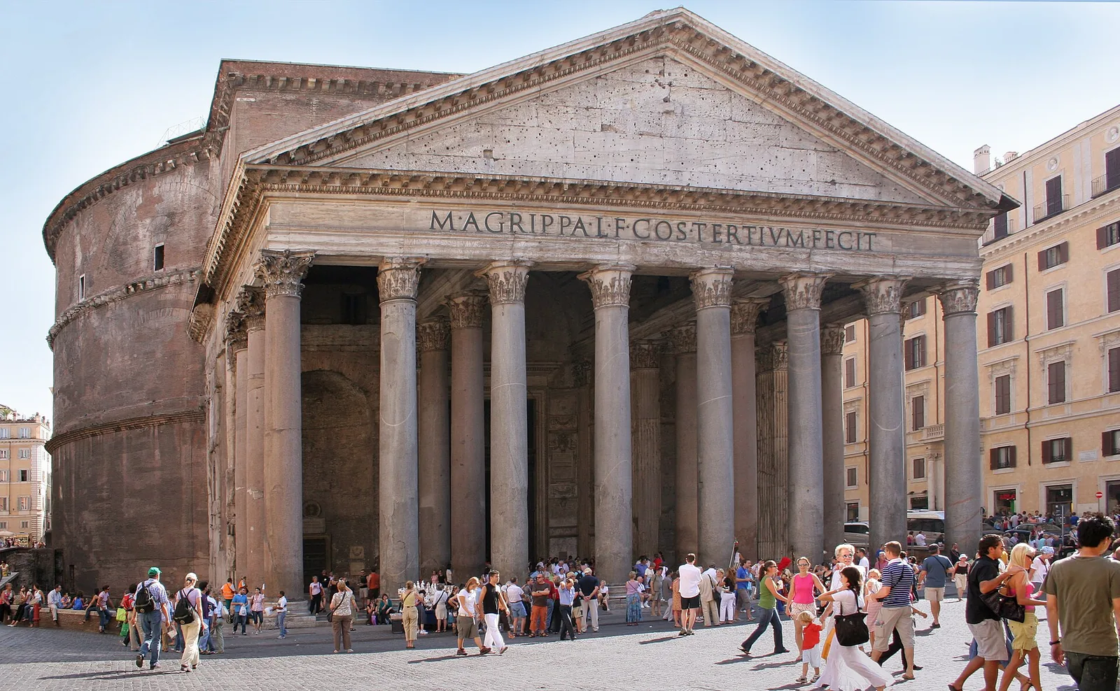 Front facade of the Pantheon in Rome