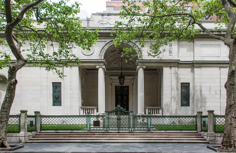 Exterior of The Morgan Library & Museum entrance on Madison Avenue, New York