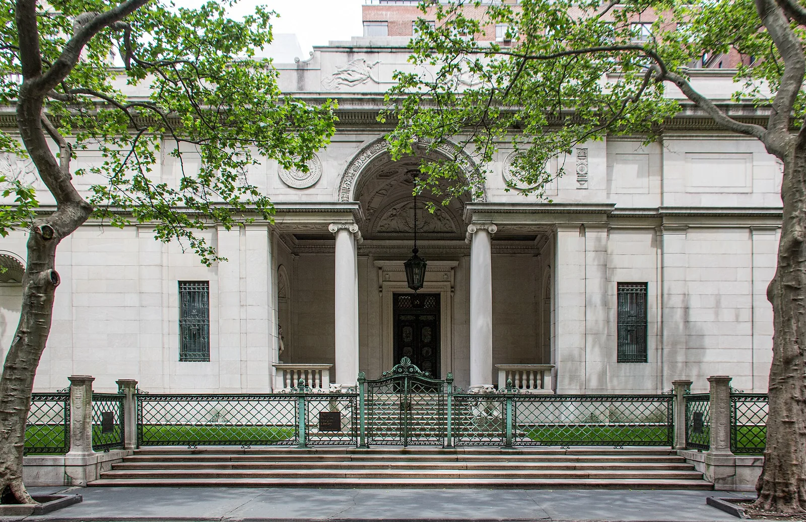 Exterior of The Morgan Library & Museum entrance on Madison Avenue, New York
