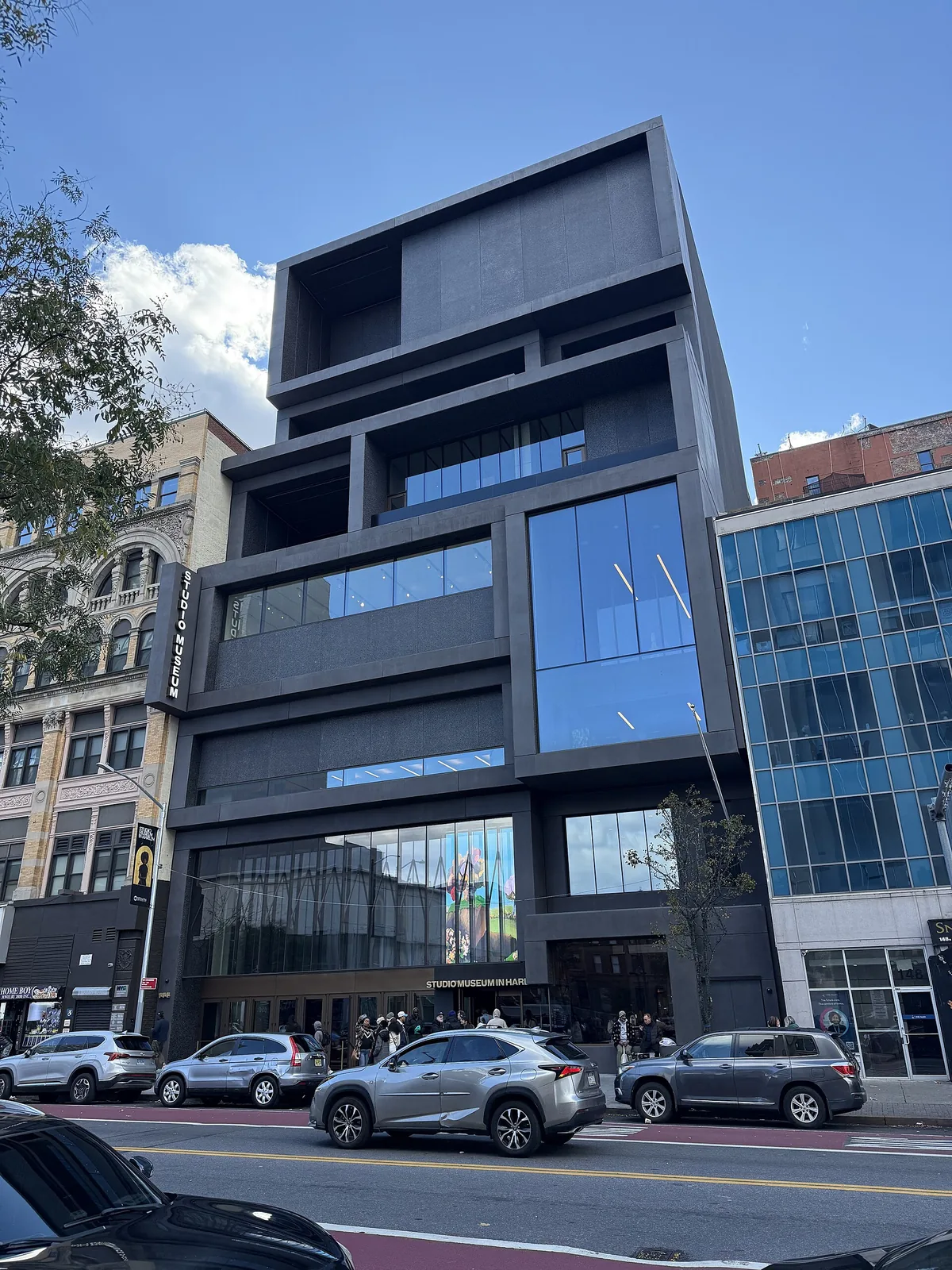 Front facade of The Studio Museum in Harlem's new David Adjaye-designed building, opened November 2025