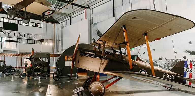 First World War aircraft on display in Hangar 2 at RAF Museum London