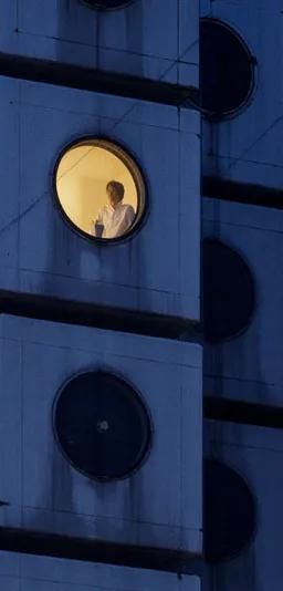 Capsule A1305 from the Nakagin Capsule Tower on view at MoMA