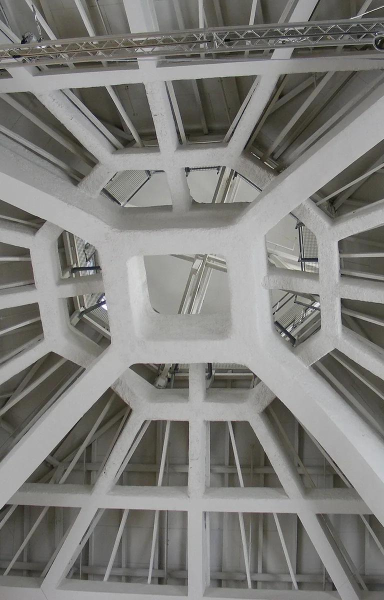 The glass dome interior of Halle III at the Verkehrszentrum