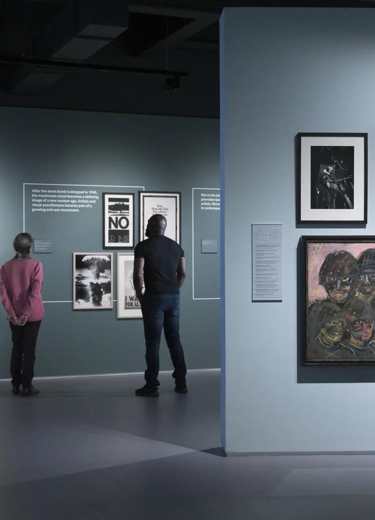 Four visitors take in artwork in the Blavatnik Art, Film and Photography Galleries