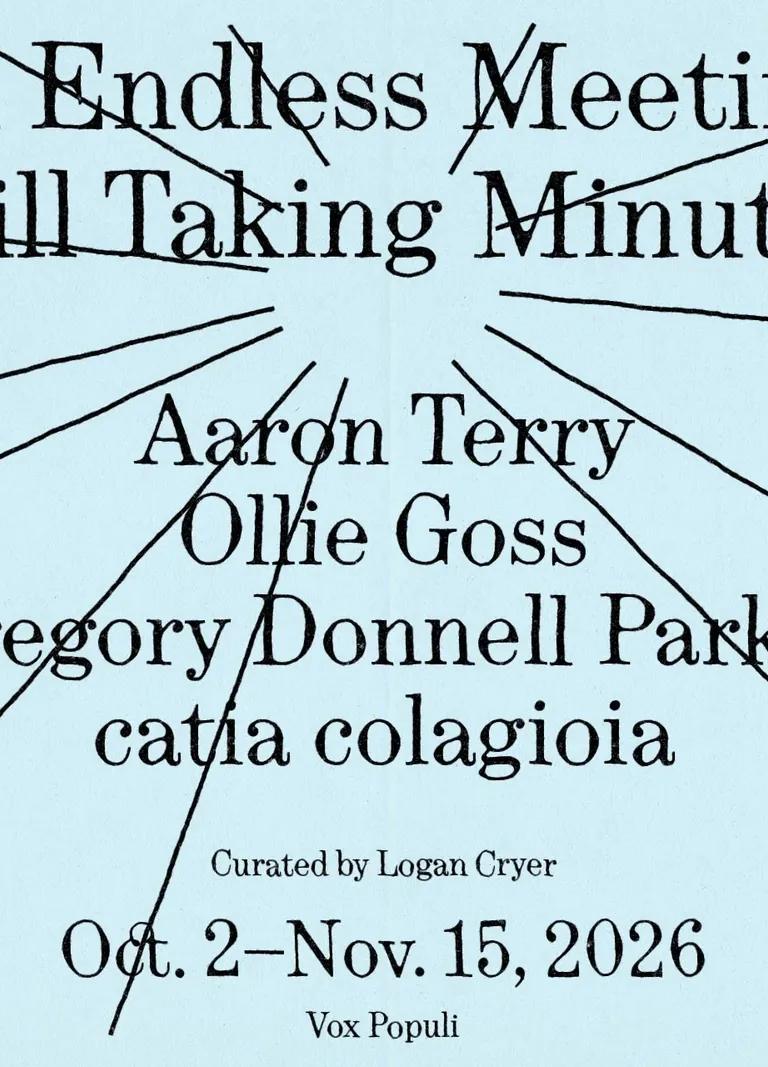 Still Taking Minutes exhibition banner, Vox Populi