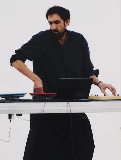 Tarek Atoui at a presentation, ahead of his Turbine Hall commission