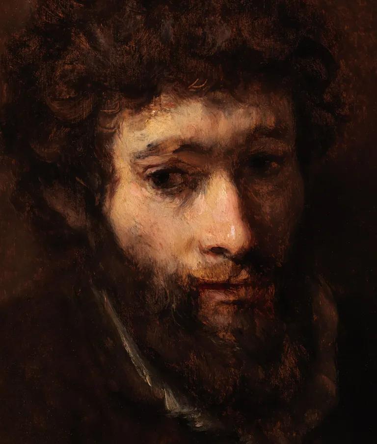 Rembrandt van Rijn, Bust of a Young Bearded Man (detail), about 1656–58, oil on panel