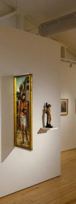 Installation view of "On Gestures and Forms" at the Millennium bcp Gallery, MNAC, showing paintings and a sculpture from the MNAA, MNAC and Millennium bcp collections