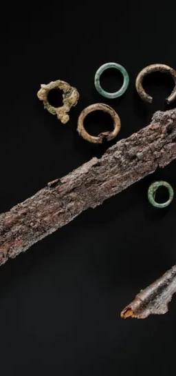 Objects from the Iron Age Marshill warrior burial shown in Scotland's First Warriors