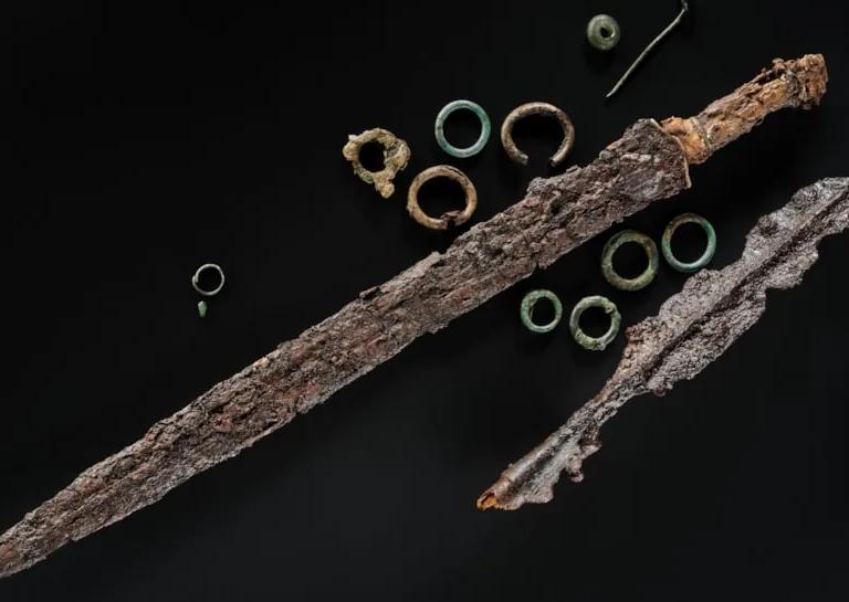 Objects from the Iron Age Marshill warrior burial shown in Scotland's First Warriors