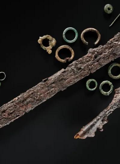 Objects from the Iron Age Marshill warrior burial shown in Scotland's First Warriors