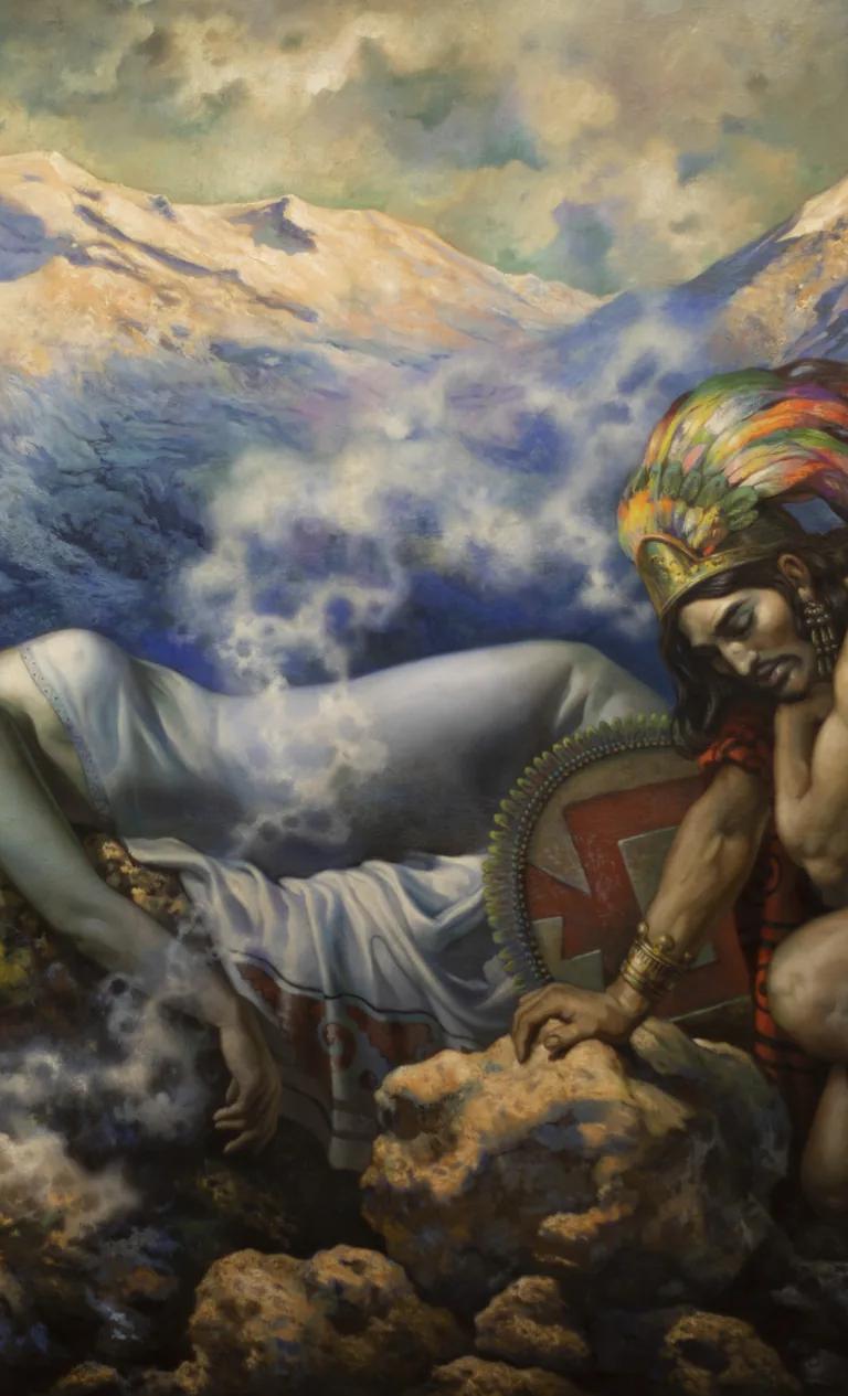Artwork by Jesús Helguera shown in Nuestras Historias at the National Museum of Mexican Art